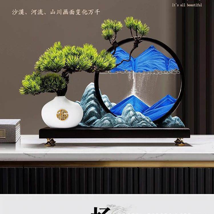创茶意玄迎客流沙画摆件新中式客厅关办公室轻奢ltao1008高档室软