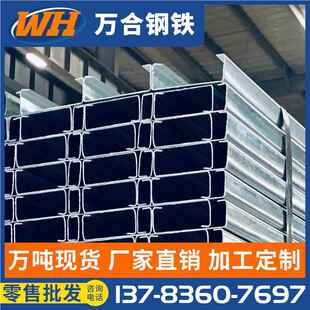 厂家直营C型钢屋面檩条结构配镀件锌C钢Q235字B可冲孔加490钢工C