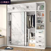 推拉门衣柜家用卧室现代极简衣橱现代简约轻奢木质小户型收纳柜子
