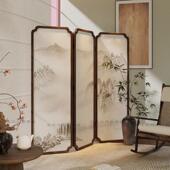 宋式 屏风隔断客厅办公室茶室摺叠移动实木海棠角折屏 美学新中式