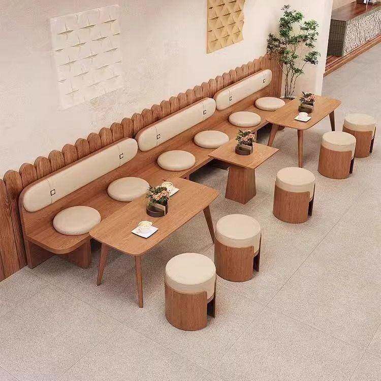 靠墙卡座沙发商用餐饮定制实木烘焙咖啡店长条凳西餐厅桌椅组合