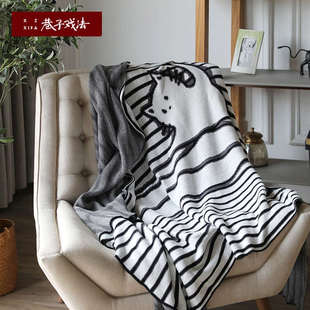 巷子戏法 全棉针织毯空调毯沙发毯盖毯午睡毯子线条感披肩毯春秋