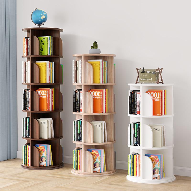 实木旋转书架360度书柜儿童绘本架置物架家用简易小书架落地