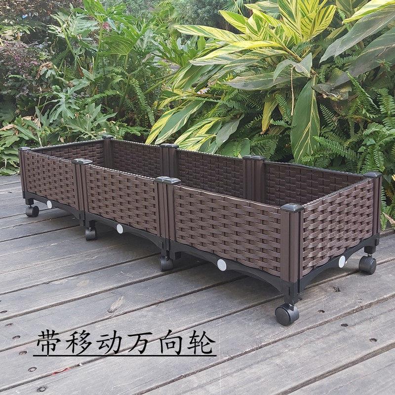 倾阳园艺 屋顶特大型种植箱设备 阳台种菜长方形花盆 带万向轮