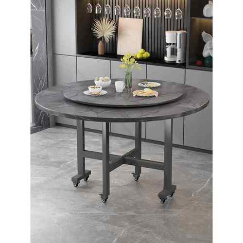 A9L折叠餐桌家用圆桌小户型带转盘吃饭桌子简易可折叠大圆桌出租