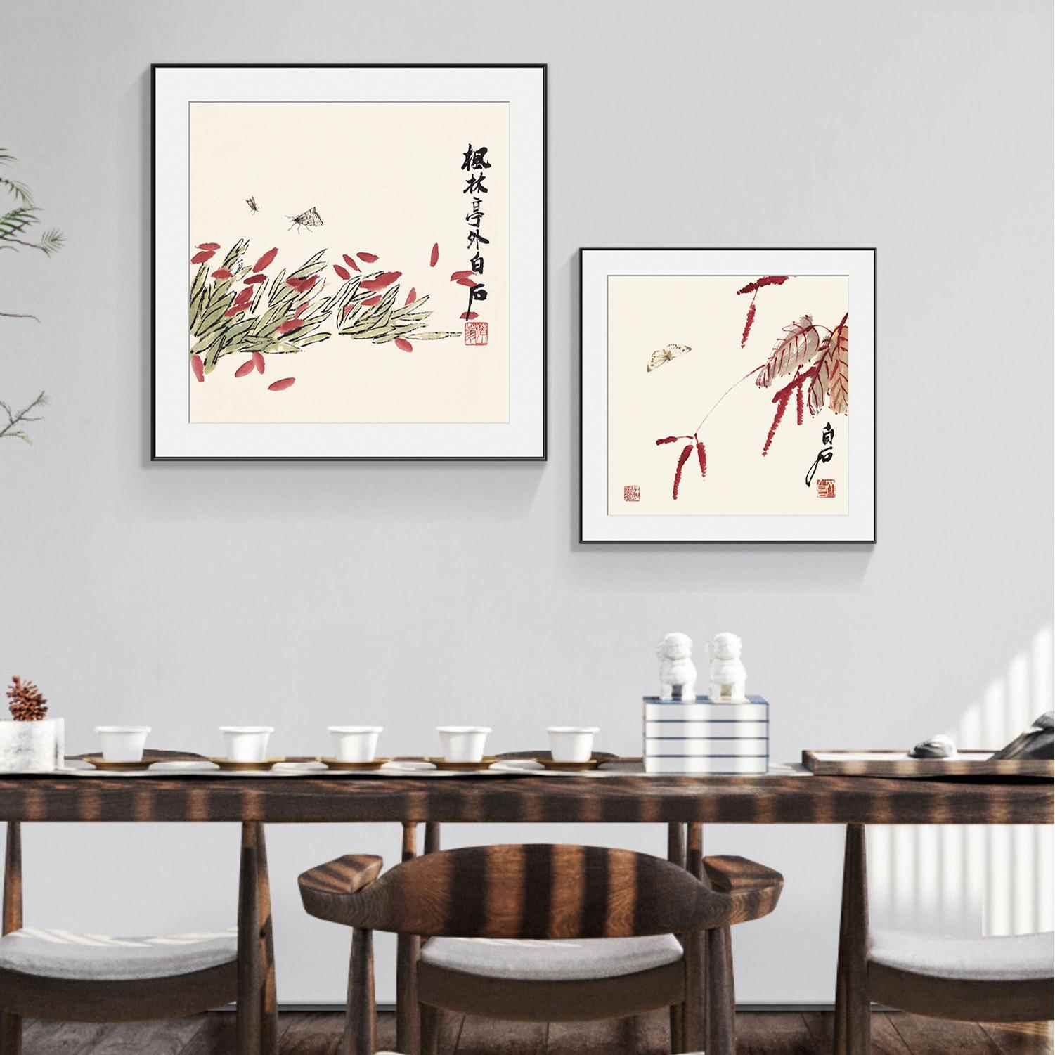 齐白石装饰画画客厅玄关书房茶室办公卧室餐厅式室挂新B-7-1中花
