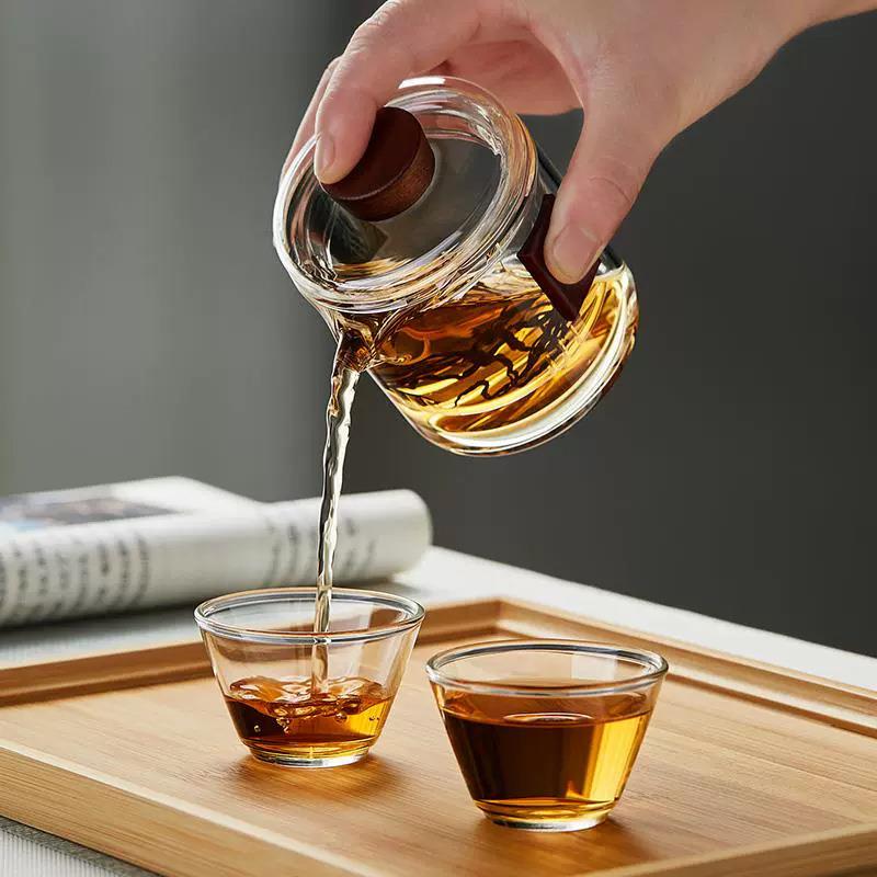 迷你旅行便携式茶具户外玻璃客杯套装功夫露营泡茶茶壶耐热玻璃壶