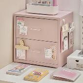 粉色办公室桌面文件收纳盒铁皮a4文件文件置物架办公铁皮柜文件柜