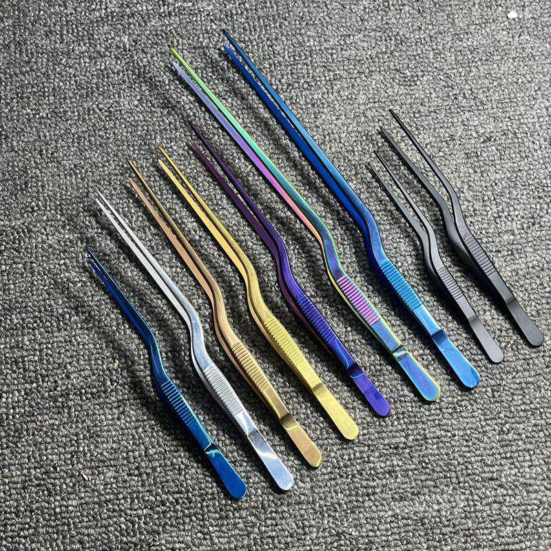 摆盘镊子 彩色不锈钢枪状镊 分子料理 厨师工具 14cm-30cm镀钛夹