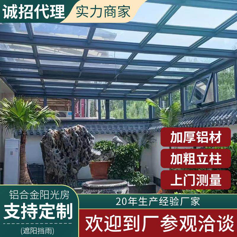 户外园林景观雨棚新中式庭院透明铝合金阳光房室外家用简约阳台棚