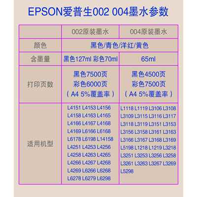 2P80004原装墨水盒L3119/3153/3156/3256/3158/3258/3167/3