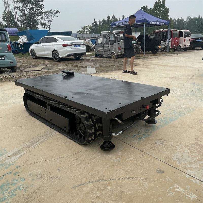 改装钢制链轨式底盘总成无线遥控越障履带底盘爬坡运输平板车
