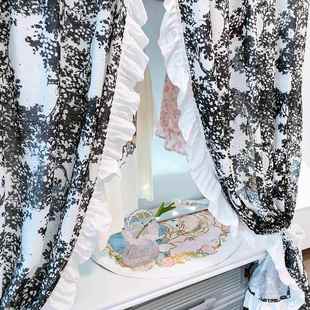 遮光窗帘免打孔遮挡杂物帘简易衣柜防尘罩扎染遮布挂布轻奢氛围感