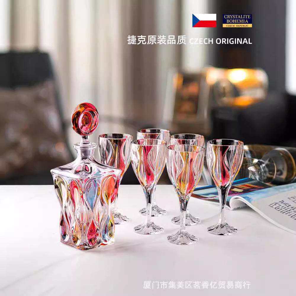 BOHEMIA捷克进口玻璃酒具摆件高级彩色威士忌杯红酒杯酒樽水晶杯