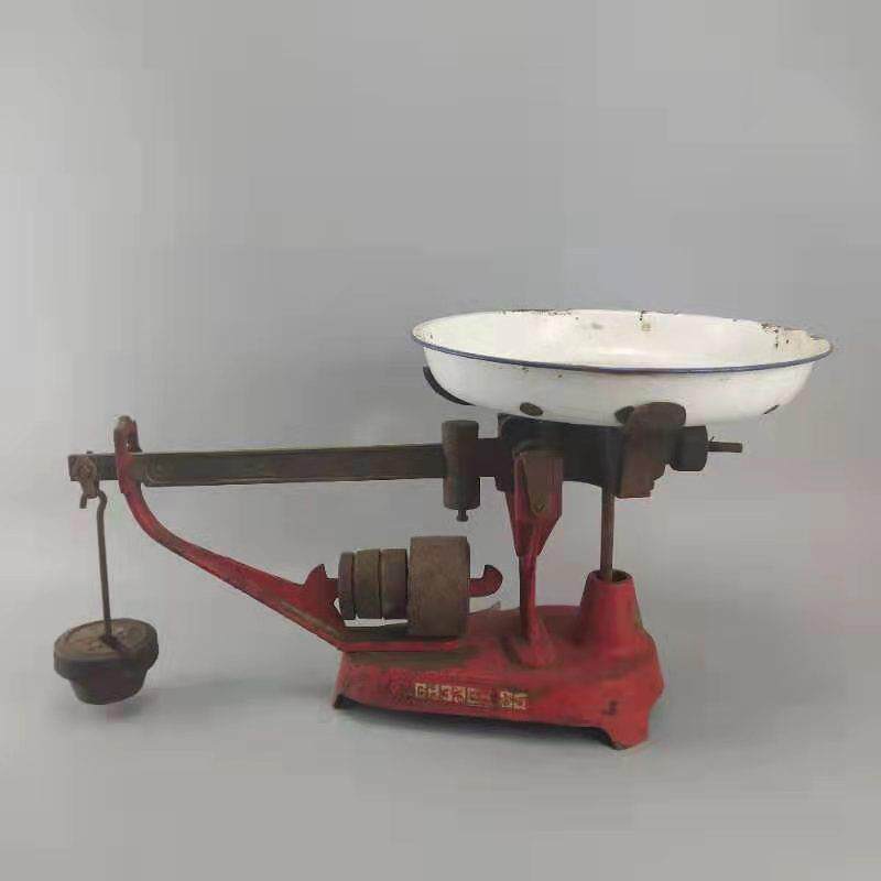 民俗老物件老盘秤台秤供销社托盘称古董旧货杂项复古道具装饰摆件