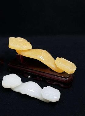 黄玉如意摆件天然玉石白如意新中式客厅玄关家居乔迁开业吉祥礼品