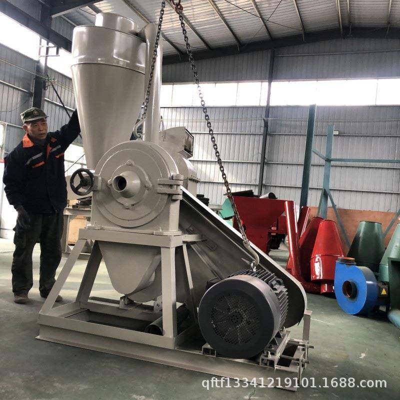 立式无尘玉米粉碎机一风吹圆盘式铸铁磨头粉碎机木炭生蚝壳粉碎机