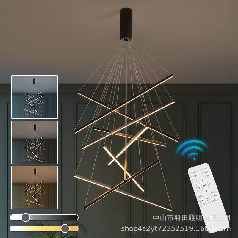 现代简约公寓loft复式楼大吊灯别墅挑空客厅长吊灯旋转楼梯间吊灯