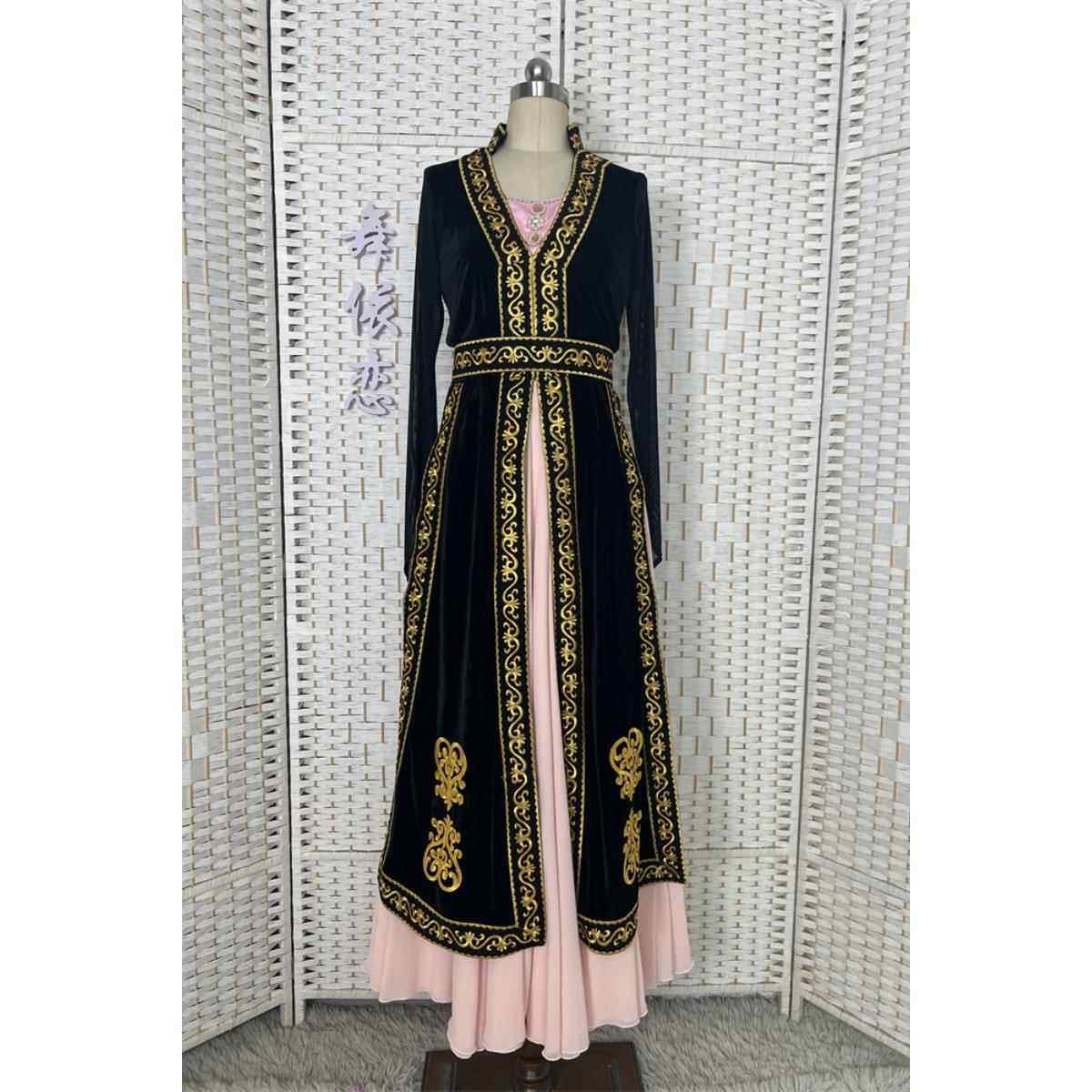 高档新疆族舞蹈演习出服女学生艺考考级民族跳舞表服装成人维练演