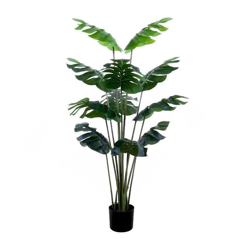 仿真龟背竹叶绿植盆栽摆件客厅室内落地装饰北欧植物厂家供应