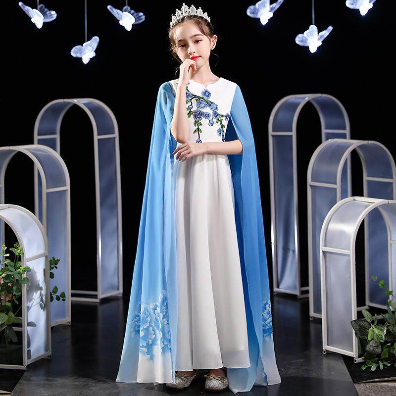 儿童古筝比赛演出服女童礼服公主裙中国风古典舞开场舞钢琴演奏礼
