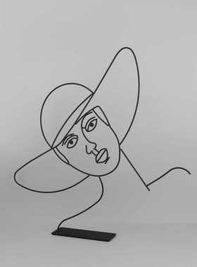 现代简约几何抽象摩登女郎雕塑人像摆件样板房售楼处软装饰品