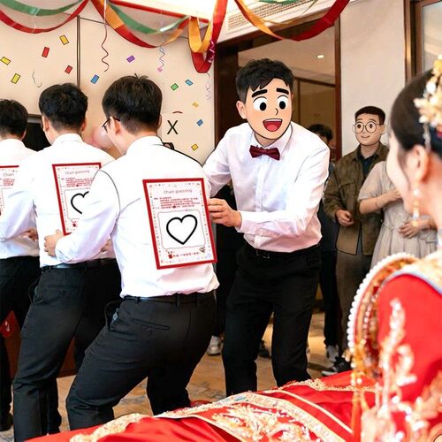 接亲游戏卡靠背写字猜字你画我猜结婚道具新郎兄弟团堵门文明闯关