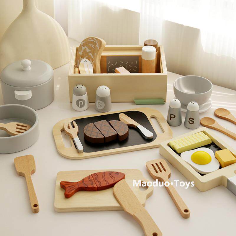 木制儿童过家家仿真厨房玩具厨具锅具模拟做饭小孩子玩幼儿园MBJ