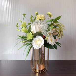手札花束M225白绿仿真花艺餐桌台酒店商务摆件售楼处样板间
