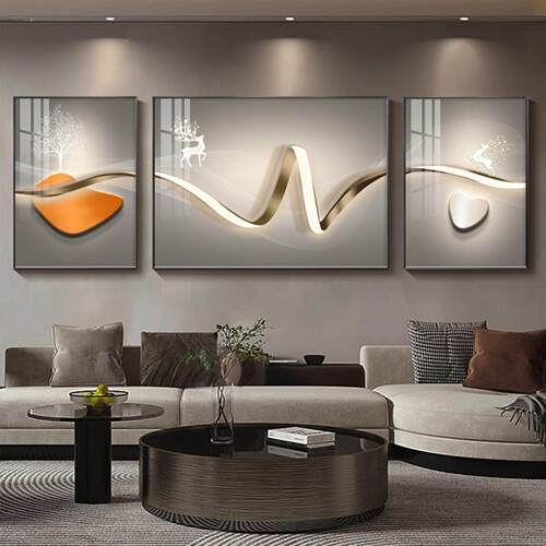 轻奢大气玄关晶瓷画简约客厅装饰画三联画沙发背景墙餐厅卧室壁画