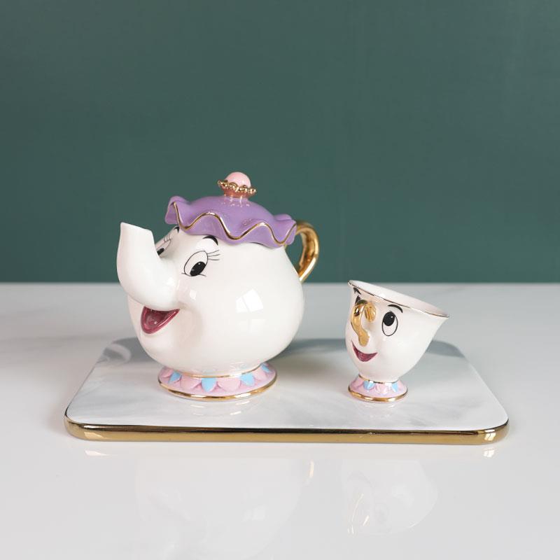 美女与野兽陶瓷镀金茶壶茶杯Mrs. Potts 茶煲太太立体糖罐套装杯