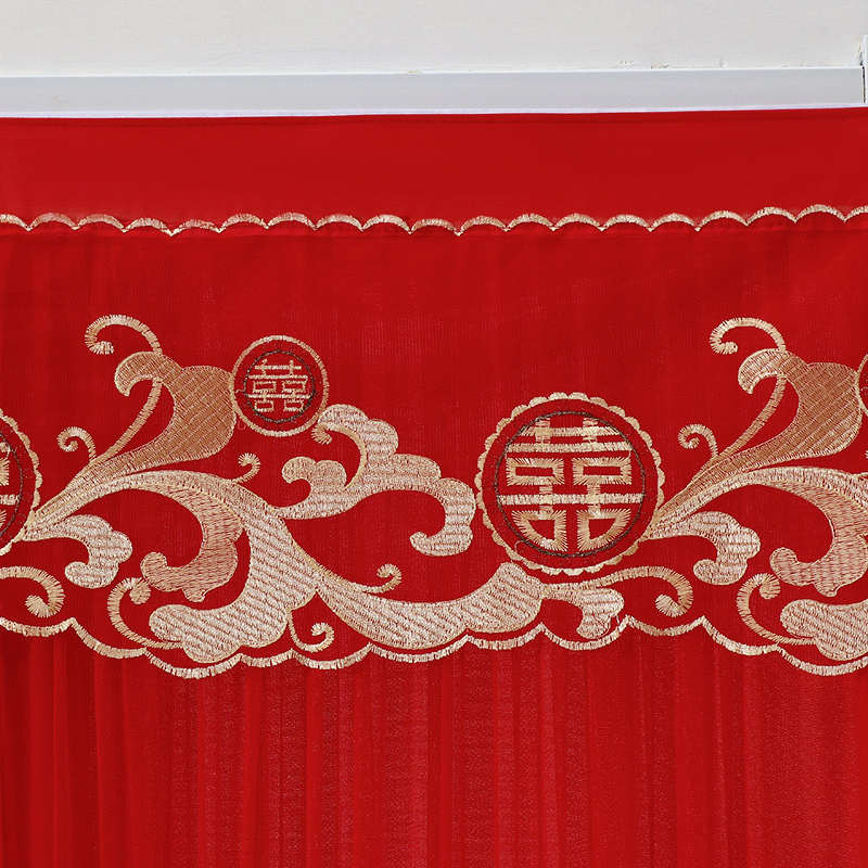 大红门帘隔断帘双层不透长纱帘卧室厨房卫生间遮挡帘结婚喜庆装饰