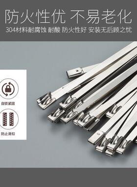 304不锈钢扎带4.6*1200自锁式耐高温金属扎带扣式束线带厂家现货