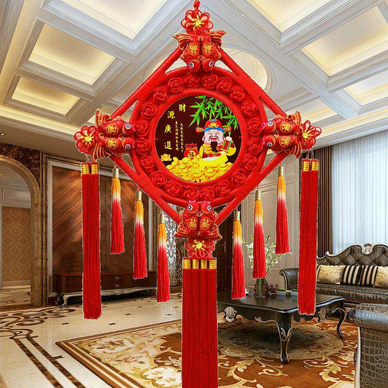 中国结挂件福字客厅装饰婚庆大号玄关挂饰高档中国结桃木彩雕招财