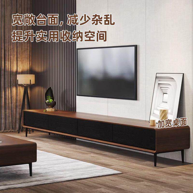 长条实木电视柜胡桃色高脚防潮电视柜带腿电视柜小户型客厅电视柜