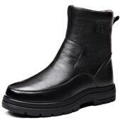 高档一头层牛皮鞋 男防滑雪地羊靴皮毛体毛棉皮棉靴真皮高帮中老年