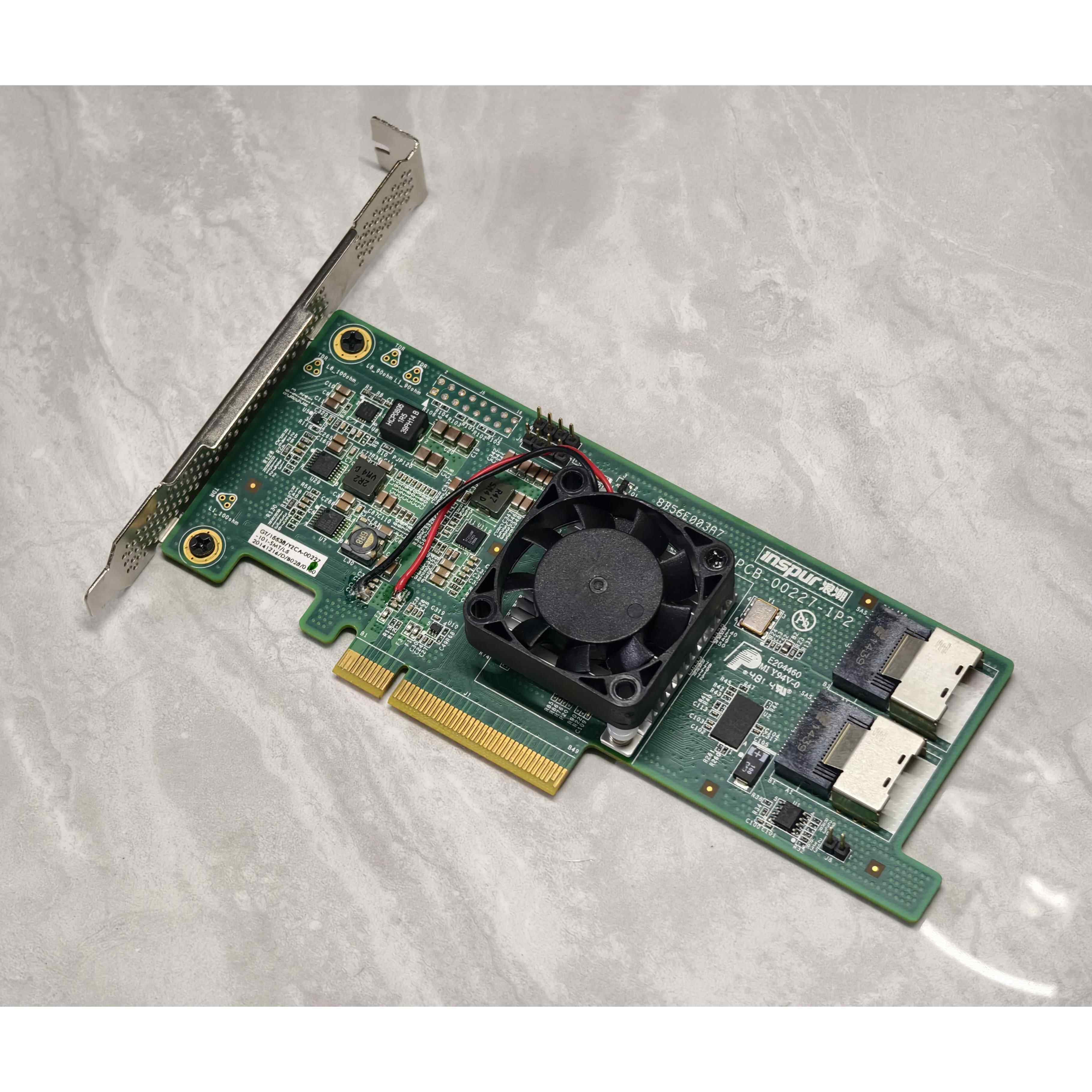 带风扇12G浪潮3008直通卡外置8644 2308HBA卡6G raid卡 iT iR模式