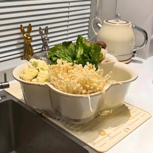 火锅配盘子分格备盘子家用可旋转多功能沥水六宫格蔬菜拼盘大容量