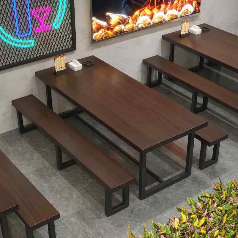 实木桌椅组合小户型餐桌餐饮店饭店桌椅小吃甜品长条桌长方形餐桌