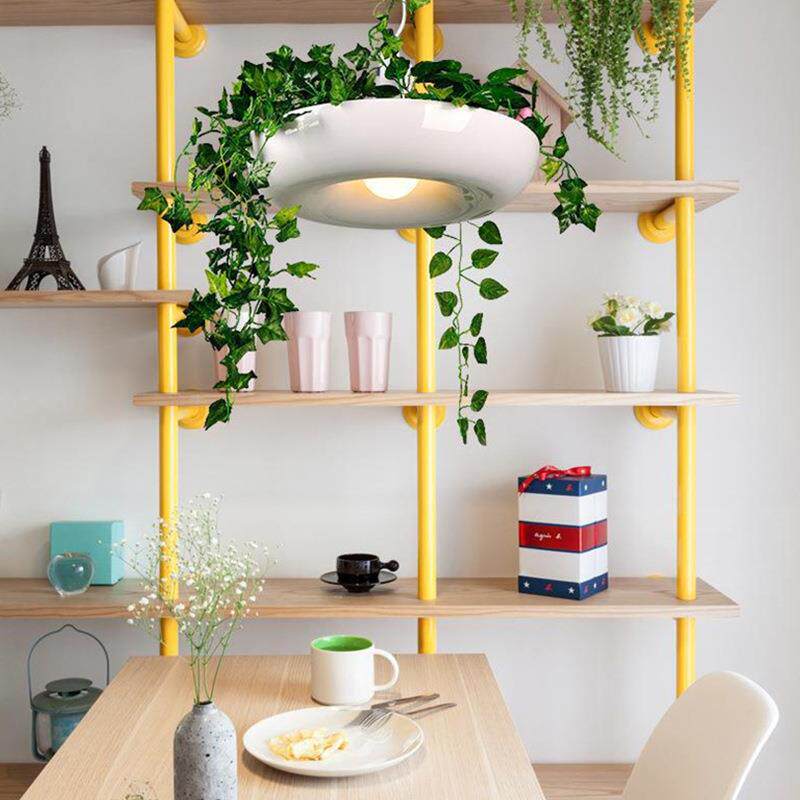 美式极简餐厅锥形喇叭灯北欧咖啡厅餐桌酒吧台盆栽空中花园吊灯具