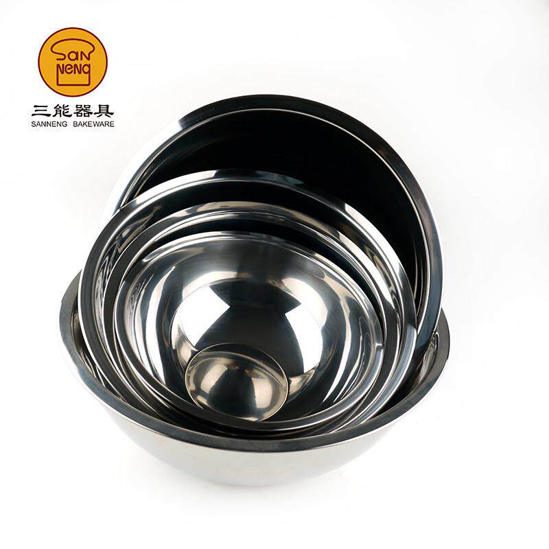 三能不锈钢盆子加厚圆形厨房用和面洗菜盆 家用烘焙打蛋盆洗菜盆