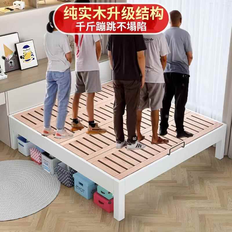 实木无床头榉木排骨床架子榻榻米1.2358米定制任意尺寸家用卧室床
