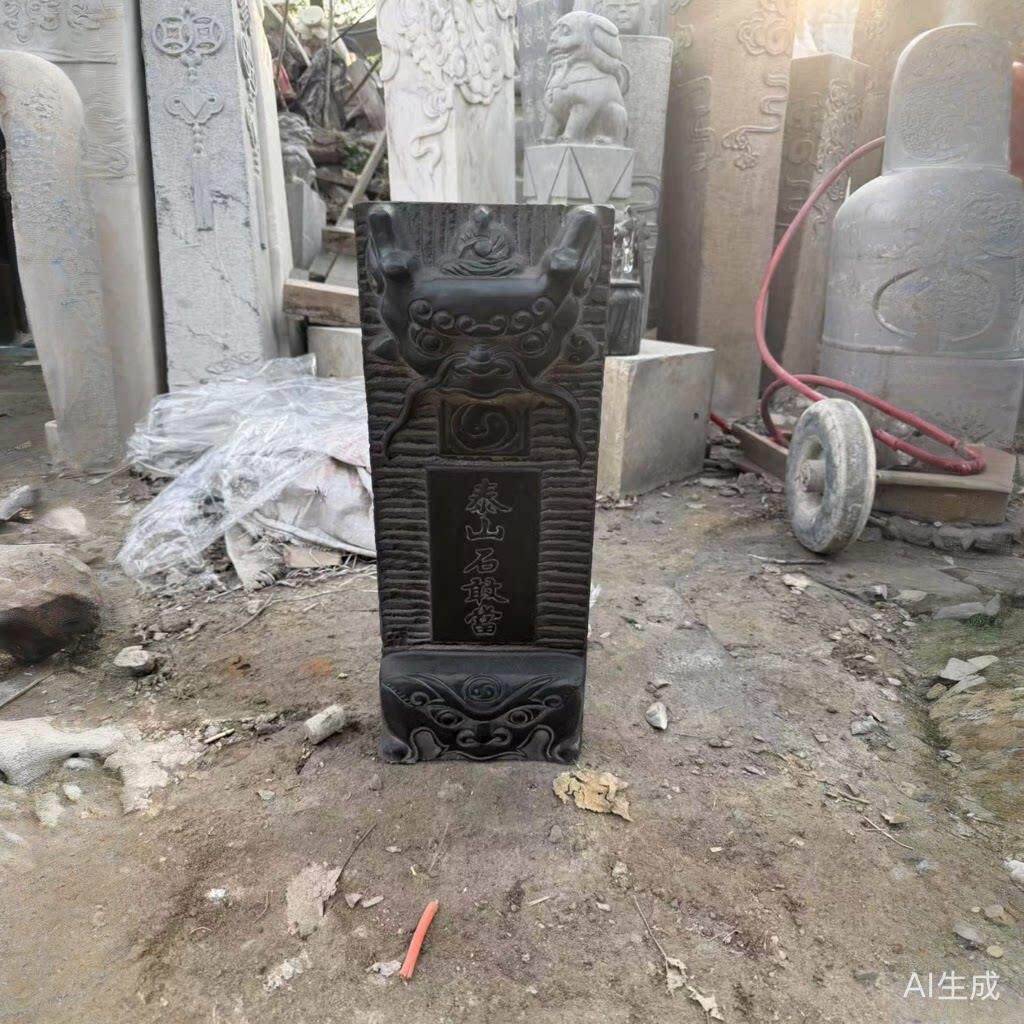 泰山石敢摆当浮家雕头兽用青石石敢当阳刻八卦刻字挡路0696件镇宅