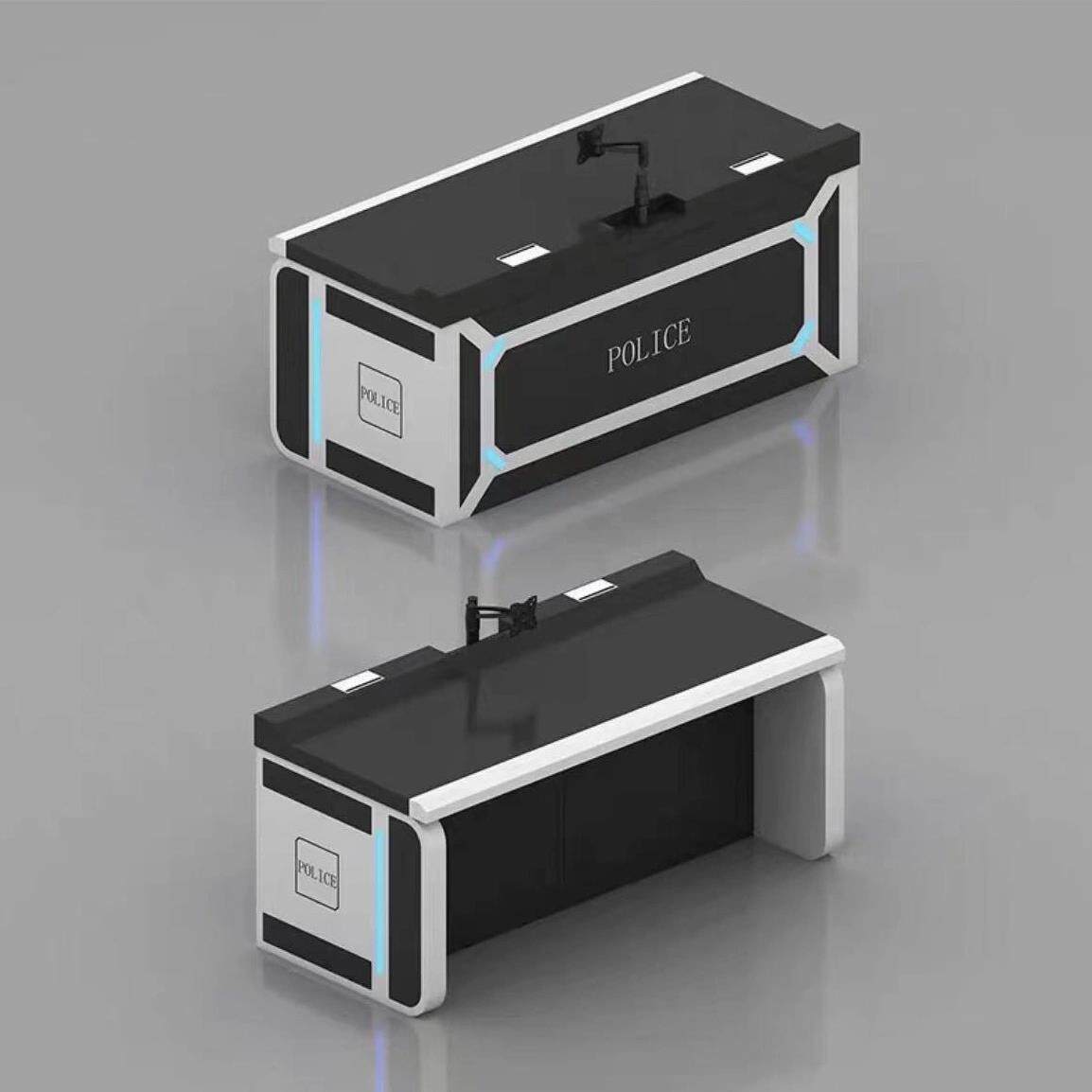 烤漆科技感电脑办公桌指挥中心控制台L形操作台异形员工位职员桌