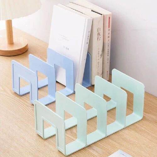 4 Grid Bookends Stand Bookshelf Desktop Decor Storage Rack