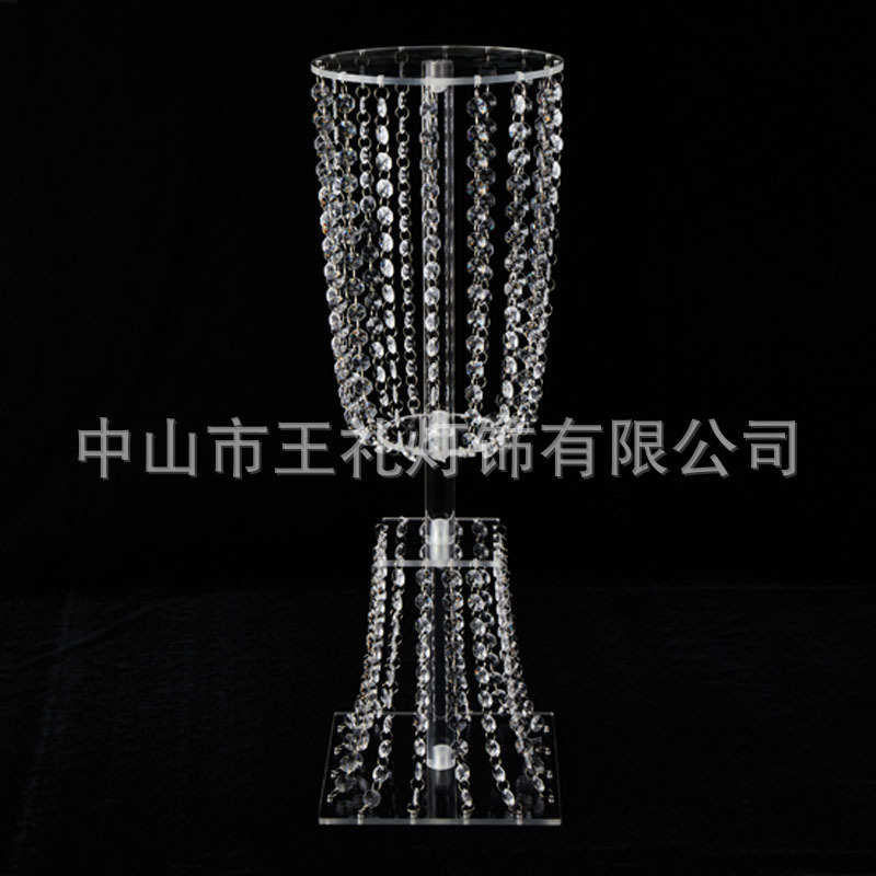 餐桌舞台力水晶四方珠帘布置婚庆欧式花架婚礼亚克路道具装饰