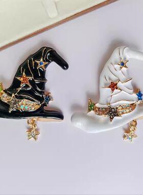 Halloween Pumpkin Witch Star Hat Brooch Pin Accessory