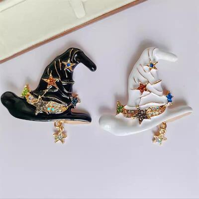 Halloween Pumpkin Witch Star Hat Brooch Pin Accessory