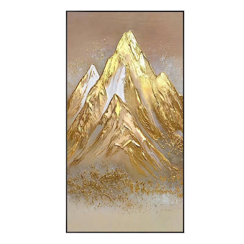 顺丰日照金山油画玄关装饰画竖版金箔入户门正对墙挂画过道壁画