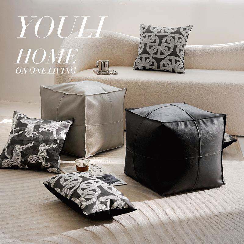 皮美式摩洛哥坐墩团换鞋OIU凳方墩懒人椅客厅户色外榻榻米蒲坐团